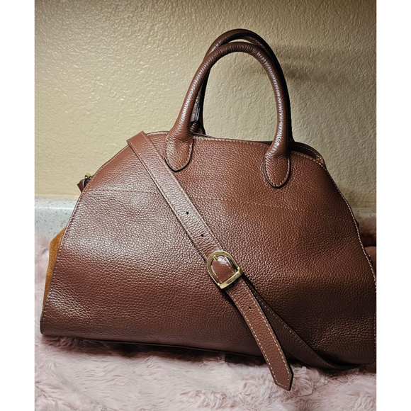 EUC Anna Paola Italian leather And Suede Handbag /Model RIVA /Col.Bruciato Bag - Picture 1 of 10